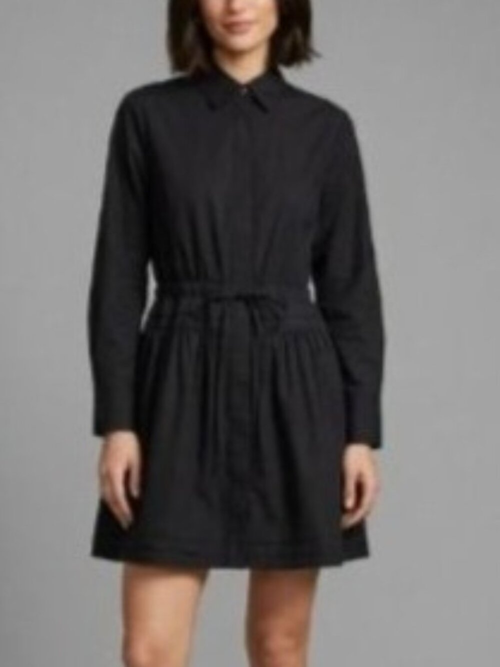 NWT J.Crew Elena Mini Shirt-Dress Sz 8 Black Cotton Poplin Long Sleeves Pockets